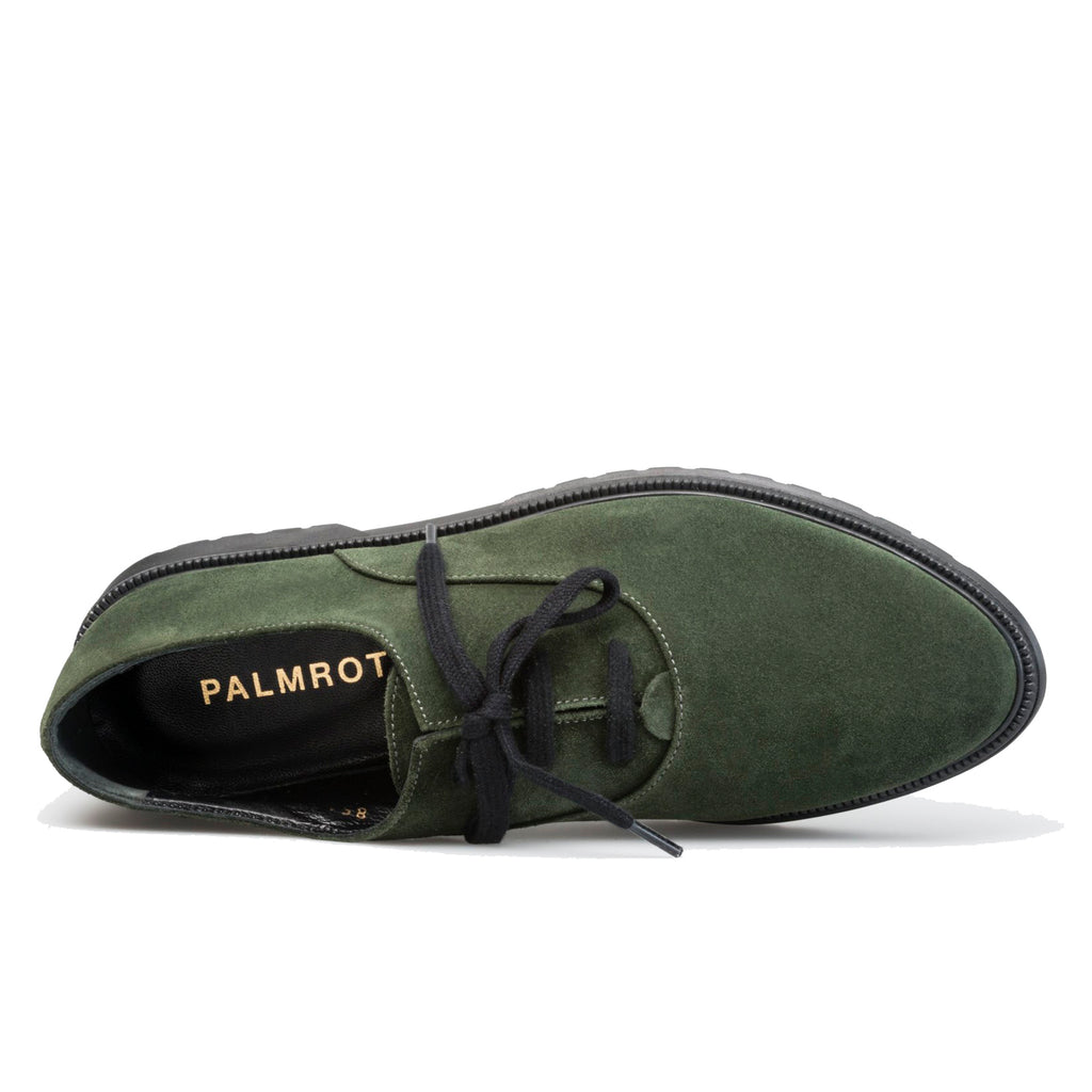 Oxford lace-up green suede