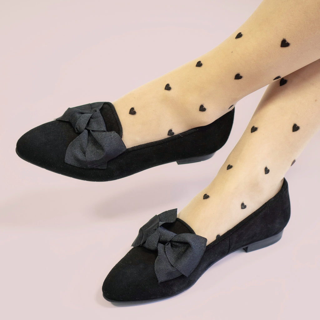 Emelie bow loafer black suede