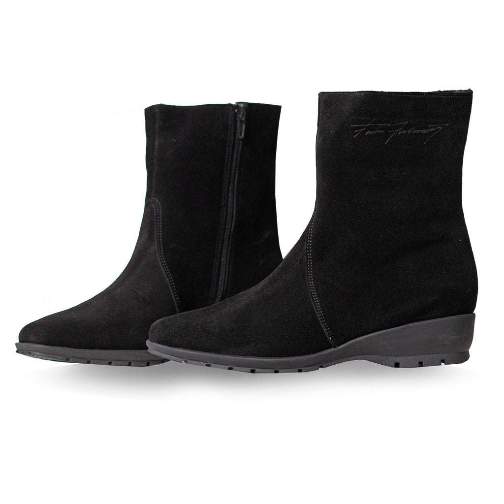 Suede boot with wedge sole