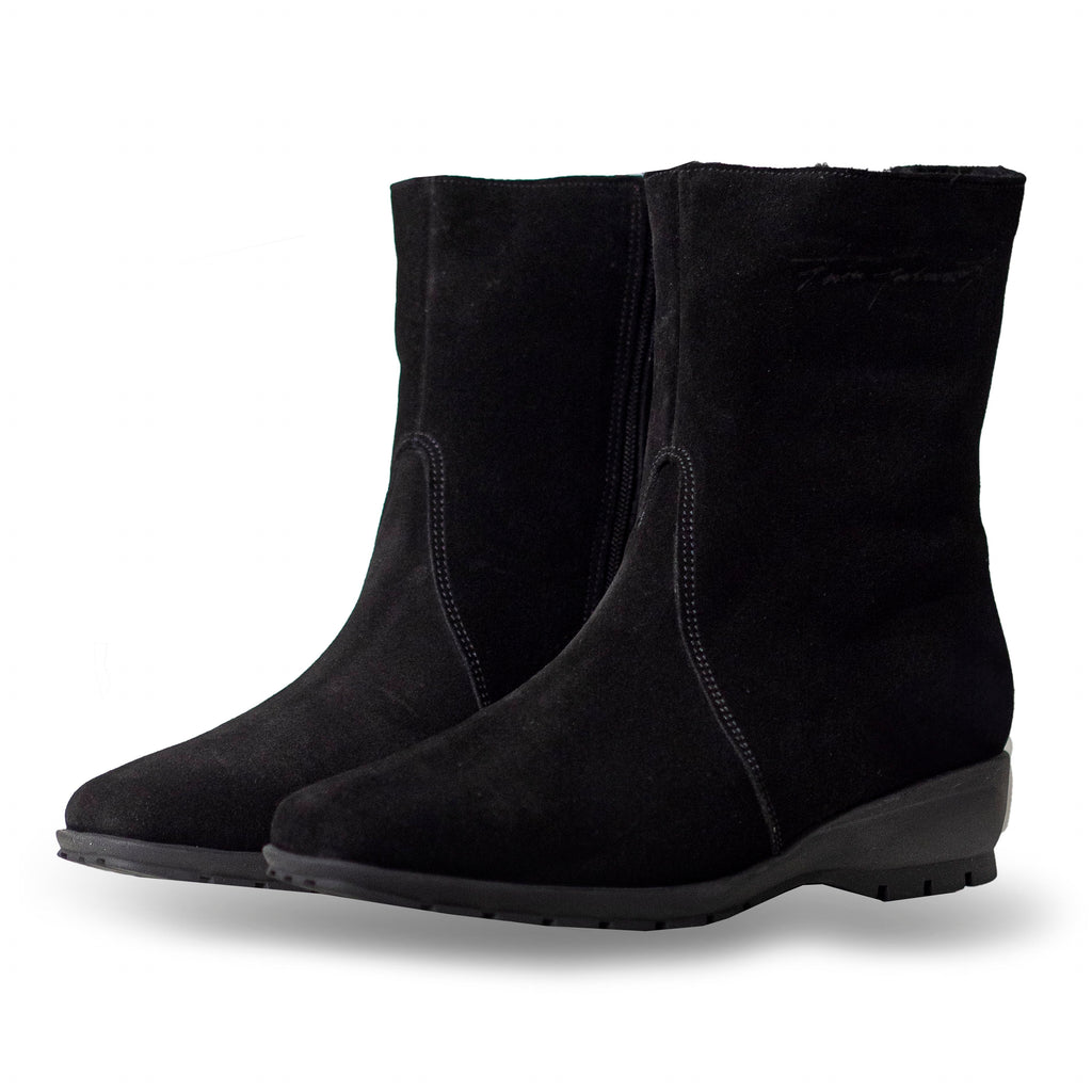 Suede boot with wedge sole