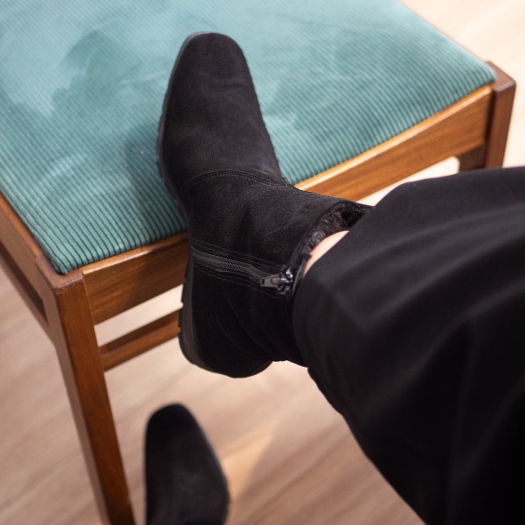 Suede boot with wedge sole