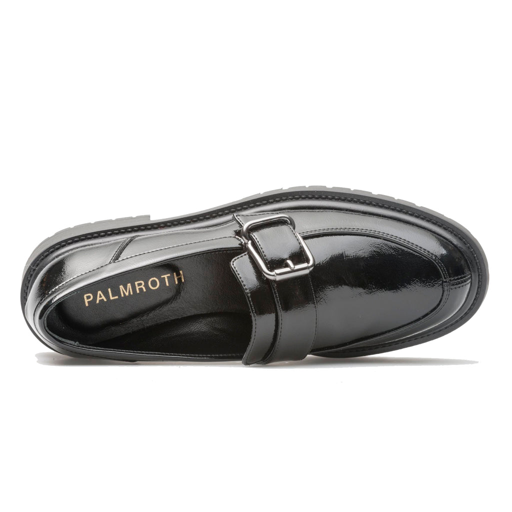 Dora buckle loafer black crush patent