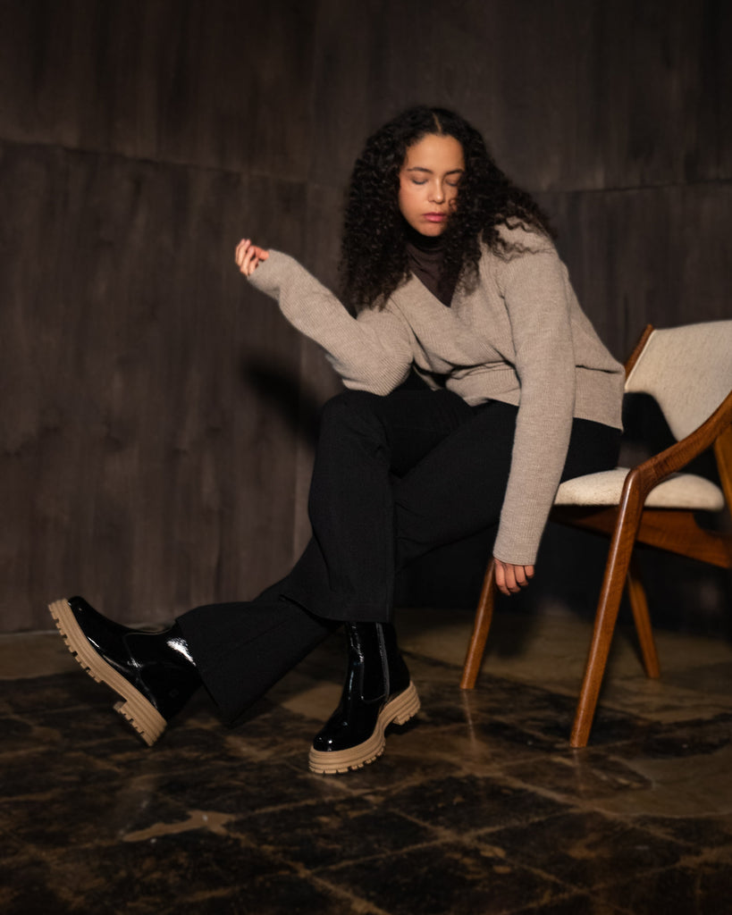 Ines ankle boot black crush patent