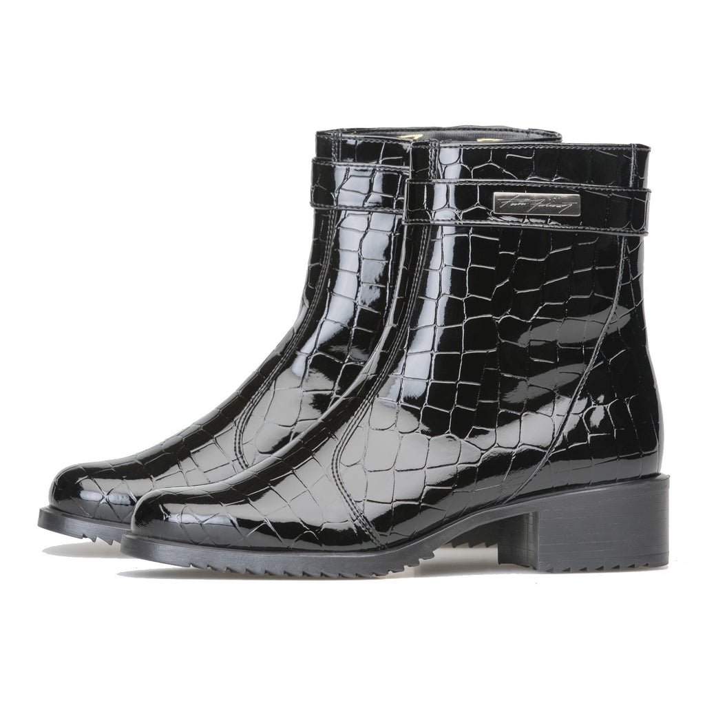 Pertti Palmroth ankle boot patent croco